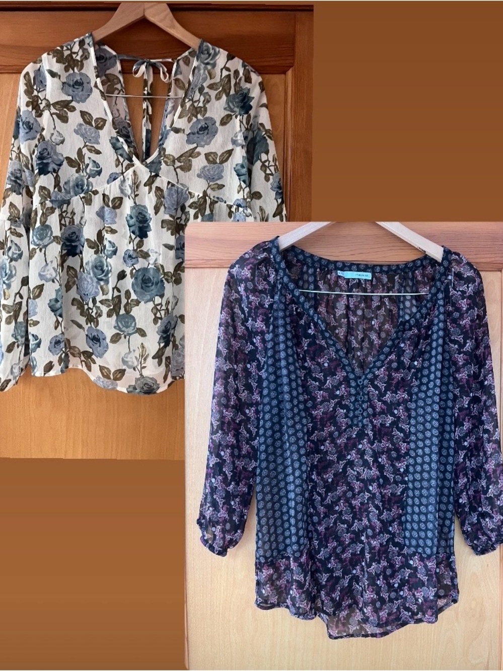 2 FLORAL SHEER BLOUSES/TOPS